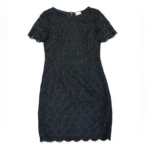 Reiss Black Short Sleeve Crochet Dress